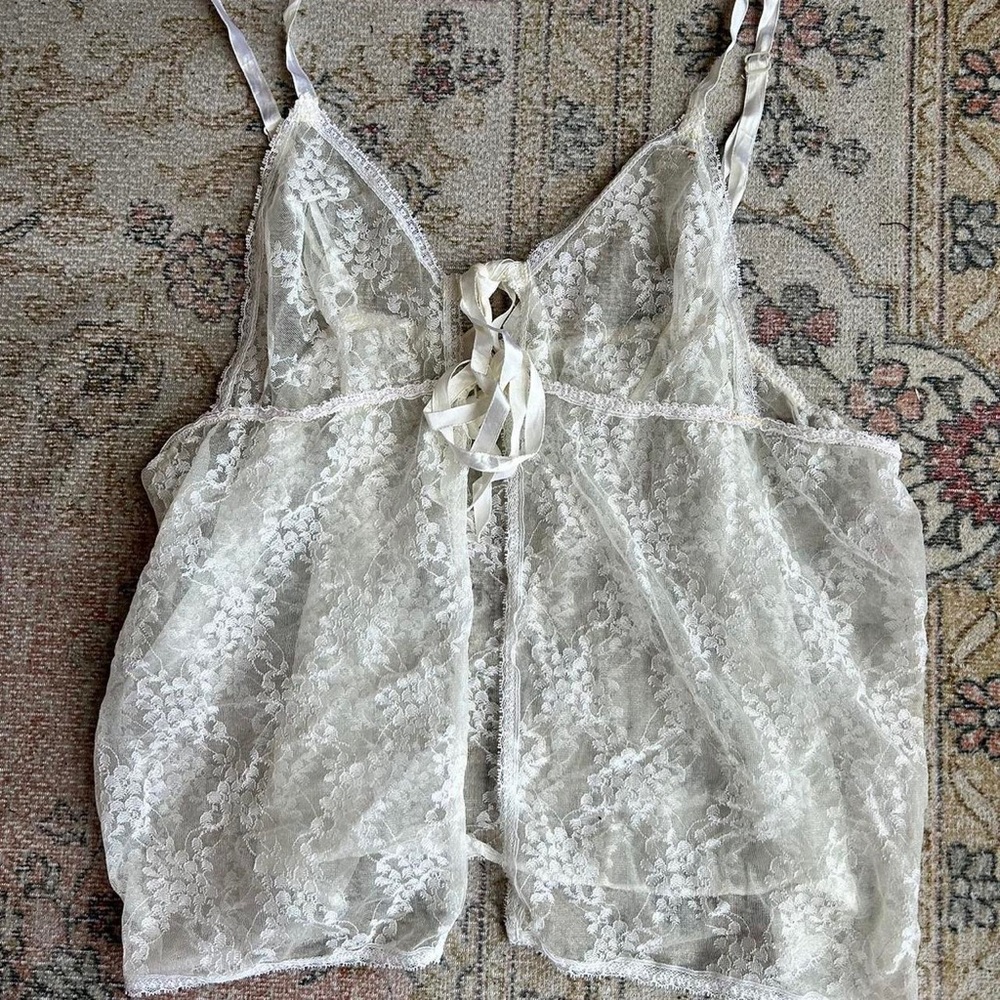 Frederick's of Hollywood Ivory Sheer Lace Camisole